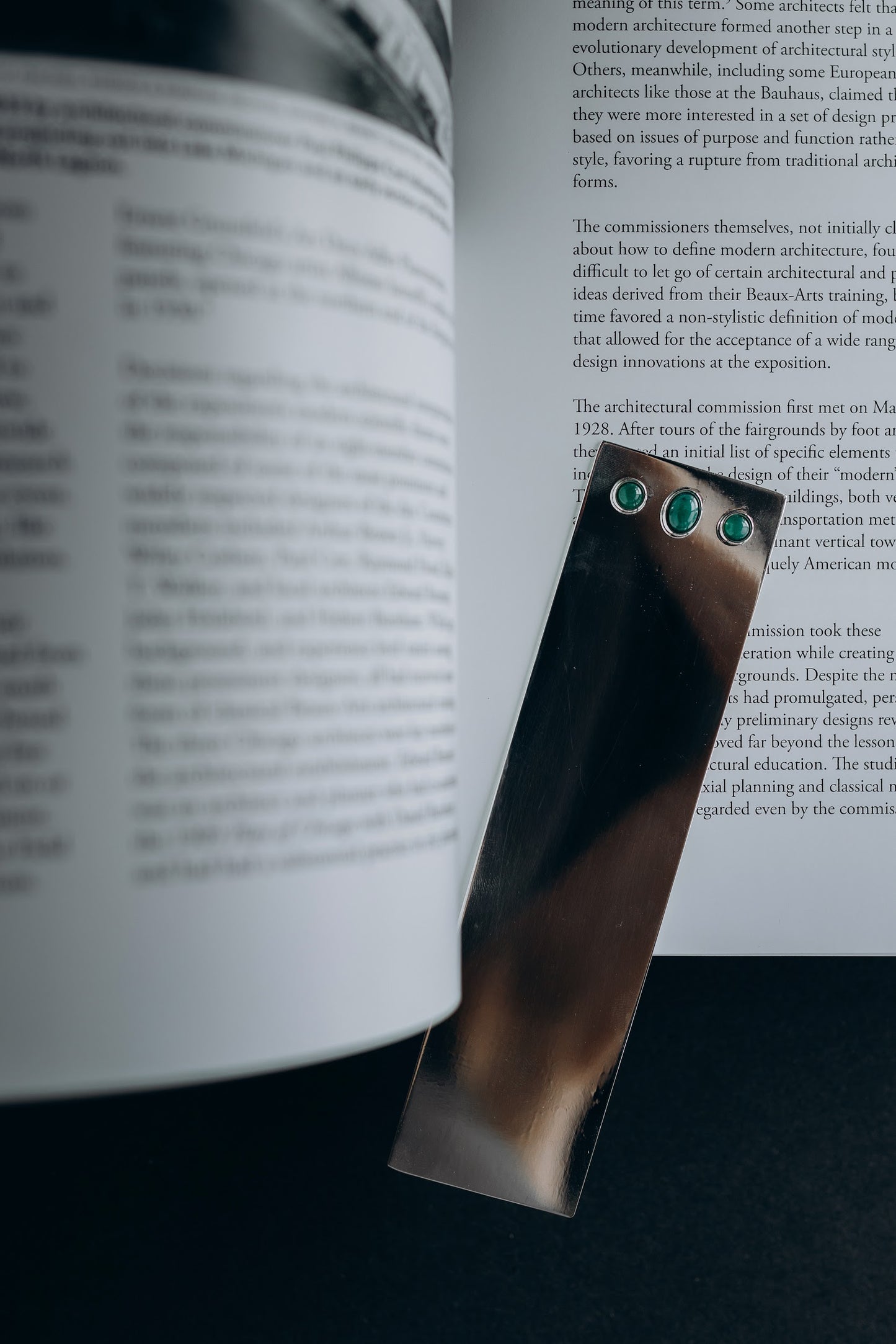 Silver Jeweled Bookmark in Jade