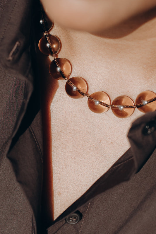 Orb Collar Necklace In Smoky Quartz