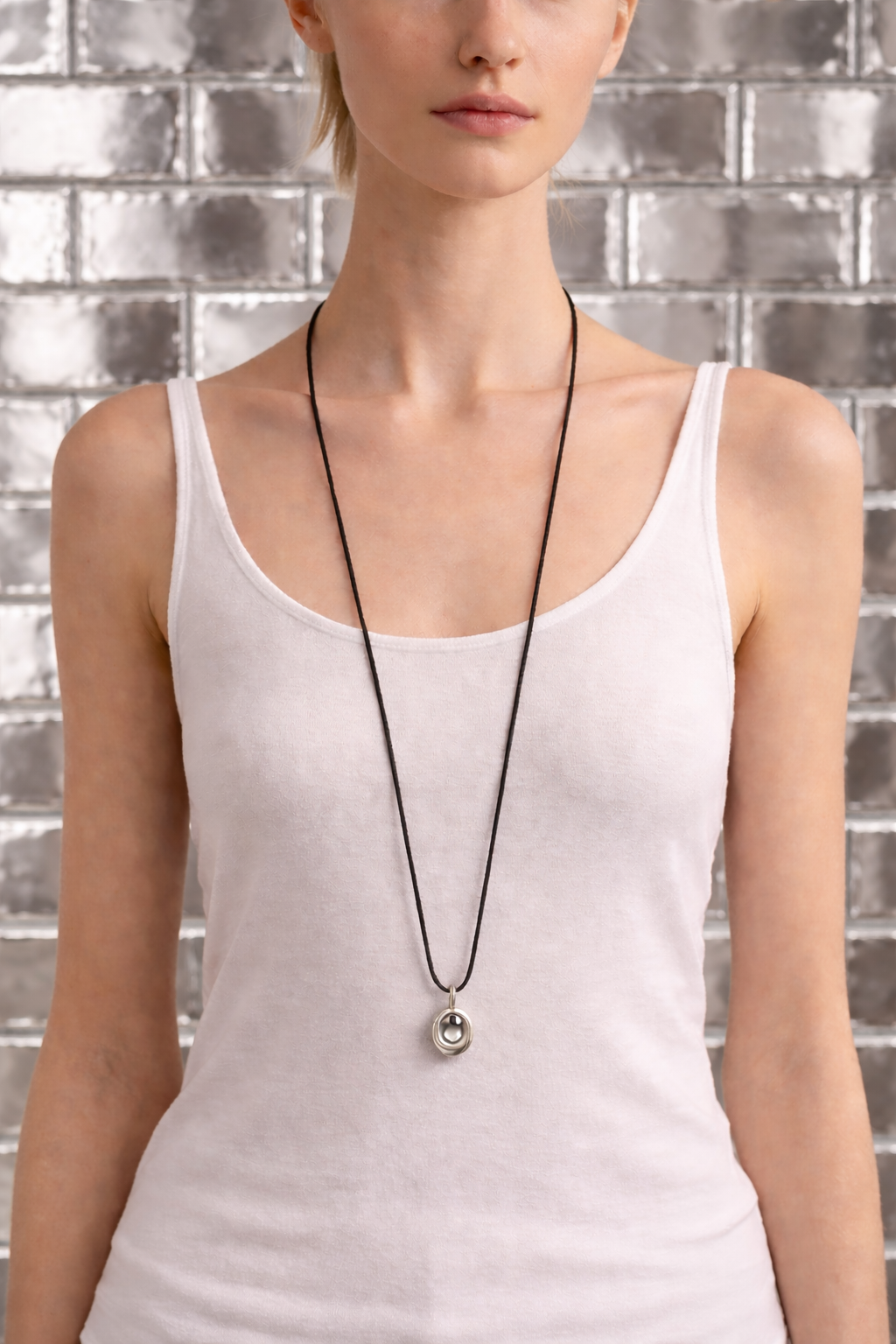 MIRROR LEATHER CORD NECKLACE